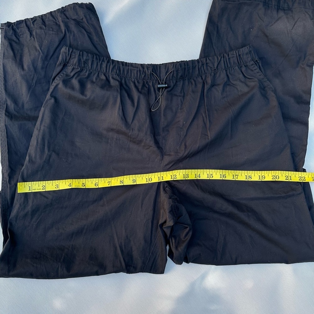 Women's Black Cargo Pants with Drawstring Waist - Picture 7 of 10